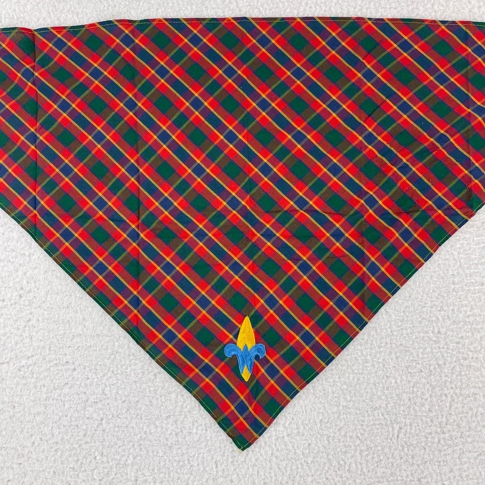 Boy Scouts of America Red Plaid Webelos Neckerchief Scarf Handkerchief‎